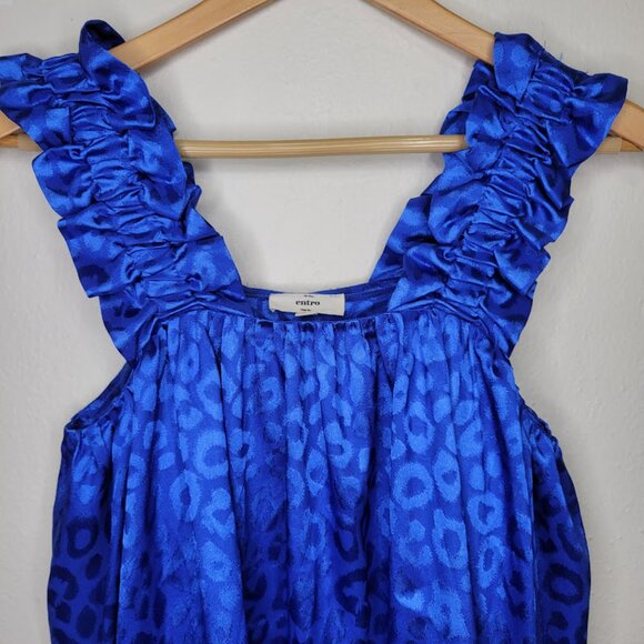 Entro Blue Leopard Print Blouse - Picture 2 of 7